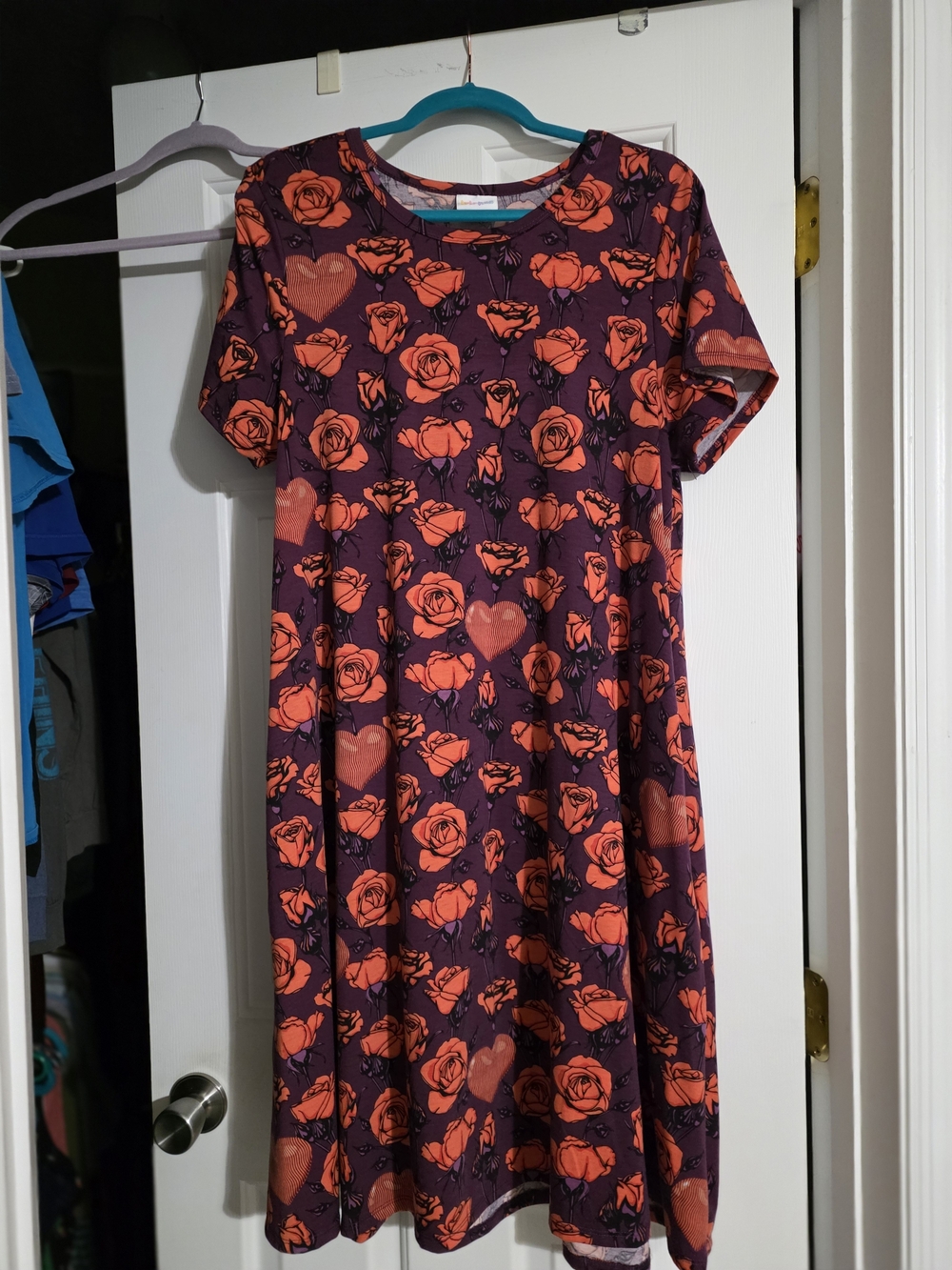 Kids Floral Heart Print Dress in Maroon and Coral